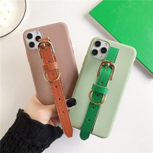Fashion Classic 3D Leather Belt Wrist Bracelet Soft Silicone Phone Case for IPhone 11 12 Pro X XR XS Max 7 8 Plus Luxury Cover