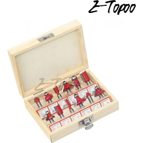 12pcsDIY 1/4" Professional Shank Tungsten Carbide Router Bits Set Router Bit Cutter Set With Wood Case For Woodworking Tool Kit