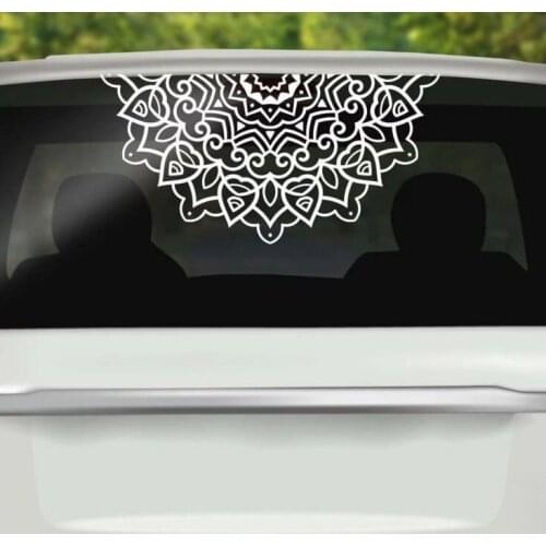 Car Window Decal Half Mandala Vinyl Wall Sticker Home Decoration Car Half Mandala Mural Removable Religion Design Poster AY1444