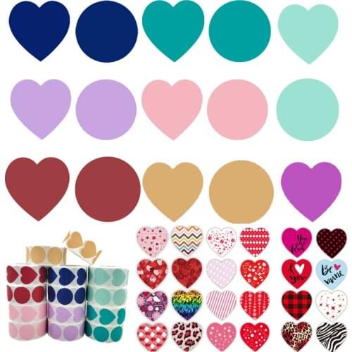 500Pcs Heart Shaped Label Sticker Scrapbooking Gift Packaging Seal Birthday Party Wedding Supply Stationery Sticker 1inch