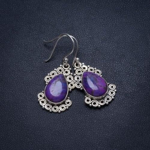 Natural Variscite Handmade Mexican 925 Sterling Silver Earrings 1 1/2" T3676