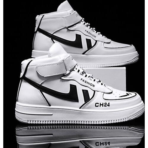 2021 Autumn and Winter New Mens Fashion Rest High-Top Shoes High-Quality Comfortable Leather Sports Solid Color Sneakers