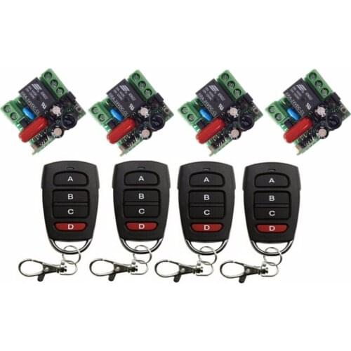 New Smart home 180V-240V RF mini Wireless Remote Control AC 220 V 1 channel 4 Receiver & 4 transmitter effective distance