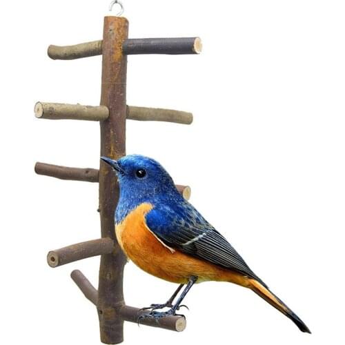 Parrot Pure Wood Bird Hanging Toy Wooden Natural Sticks Bite Resistant Bird Climbing Toy Parrot Birds Chewing Toy Accessories