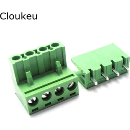 5Sets 15EDG5.08 4P Straight pin Connecting terminal 2EDGK 5.08mm 4Pin Connector 2EDG5.08-4PV Plug+Socket