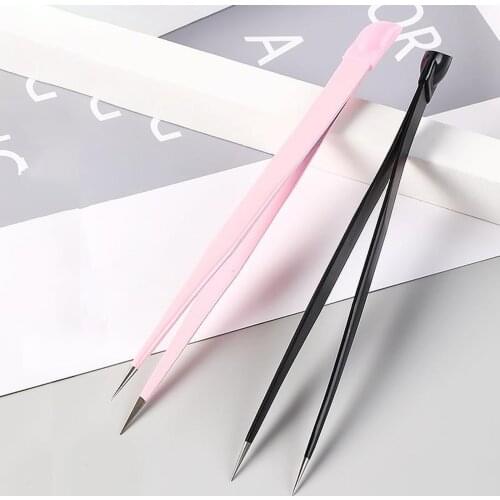 Straight Nail Tweezers Rhinestones with Pressing Head Manicure Nails Tools 3D Sticker Rhinestones Picker Straight Tweezer