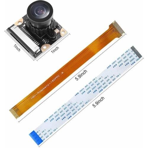 Raspberry Pi Zero W Camera Module 5MP Wide Angle 160 Degree Fisheye OV5647 1080P HD Webcam Cable for Raspberry Pi 3 B/B+ 2 zero