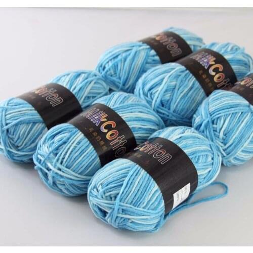Sale 6ballsx50g Soft Cotton Baby Yarn New Hand-dyed Wool Socks Scarf Knitting yarn blue 2075-04-6