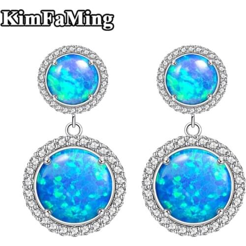 Luxury Women Blue Opal Long Drop Wedding Earrings in 925 Silver High Quality Fine Jewelry Aniversary/Party OPE051