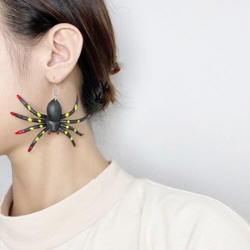 Donarsei Halloween Horror Simulation Spider Earrings For Women Hallowmas Scary Costume Cosplay Dangle Earring Tricky Gift