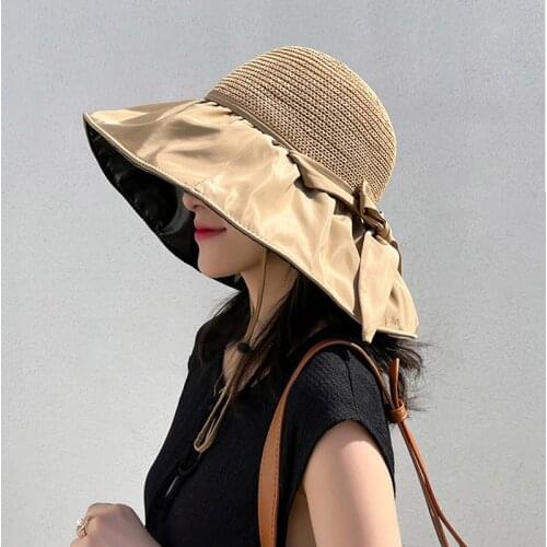 Summer Straw Sun Hats For Women Summer Sun Hat Girls Panama Beach Hat Floppy Female Travel Folding Beach Chapeu with bog Bow