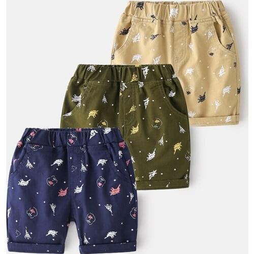New Kids Boys Summer Fashion Beach Shorts Children Short Pants Kids Baby Boys Elastic Print Cotton Mid Waist Shorts Trousers