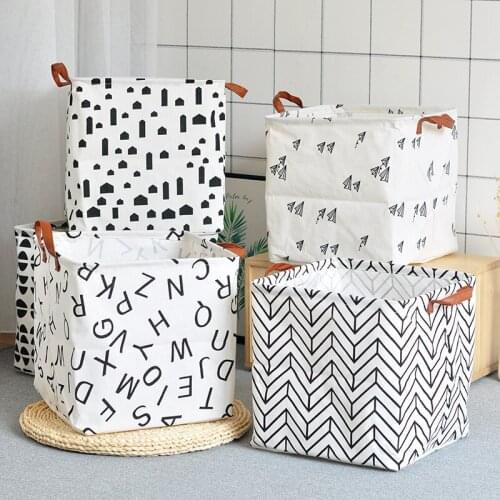 Cotton and Linen Fabric Folding Letter Large Childrens Toy Storage Basket Desktop Home Debris Sorting Box Laundry Basket