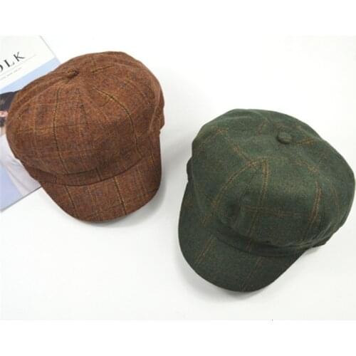 Unisex Winter Retro Tweed herringbone Gatsby Cap Men Woolen Vintage Beret Hat Black Mens Ladies Flat Panel Baker Boy Newsboy#P