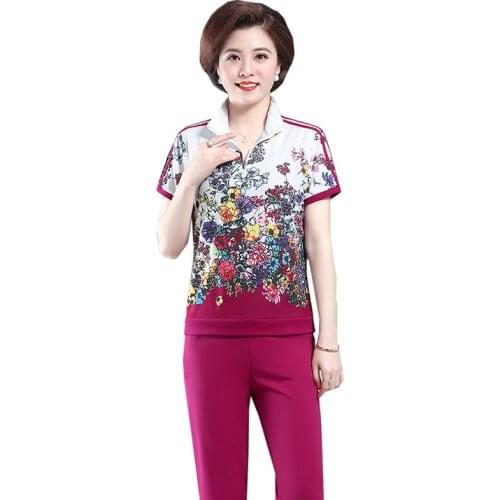 2021 Spring Zipper Cardigan Top Trousers up Down Two-piece Fashion Sweet Maiden print Short sleeve Cardigan Top Pants suit