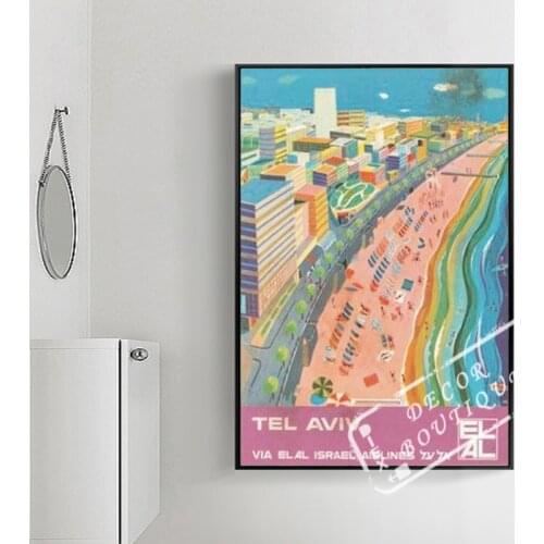 Tel Aviv-Jaffa Israel Travel Tour Retro Vintage Poster Canvas Painting DIY Wall Paper Posters Home Decor Gift