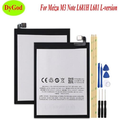 DyGod 4000mAh BT61 Battery Replacement For Meizu M3 Note L681H L681 L-version Batteries Bateria Smart Phone with Tools Set