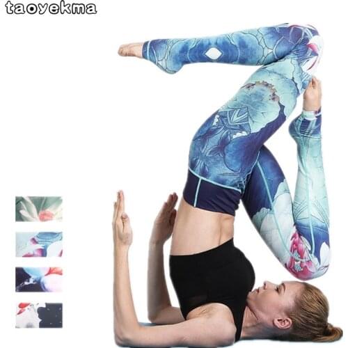 Women Sexy Yoga Pants Printed Dry Fit Sport Pants Elastic Fitness Gym Pants Workout Running Tight Sport Leggings Female Trousers