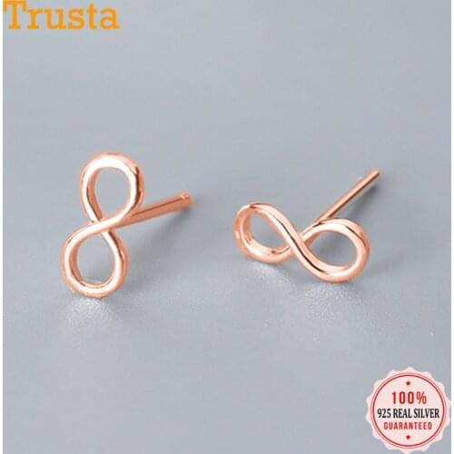 Trustdavis Genuine Fashion 925 Sterling Silver Sweet Eight Words Infinite Stud Earring For Women Wedding Jewelry Gift DS2432