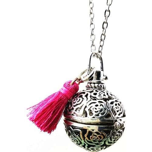 1pc Rose flower Birdcage Lava Stone Aromatherapy Pendant Essential Oil Diffuse Necklace with Volcanic rocks party gift