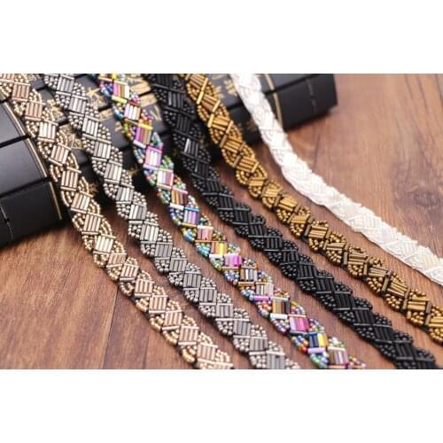 10yards/lot handmade bridal rhinestone wedding crystal sash belt trimming sequin pearl applique embroidery accessories 1024-7