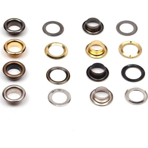 100sets 4mm Brass Eyelet with Washer Leather Craft Repair Grommet Round Eye Rings For Shoes Bag Clothing Leather Belt Hat
