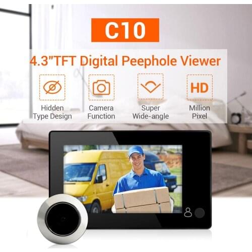 4.3inch Big LCD Display 145 Degree Wide Angle Visual Video Doorbell Peephole Viewer Video Door Phone