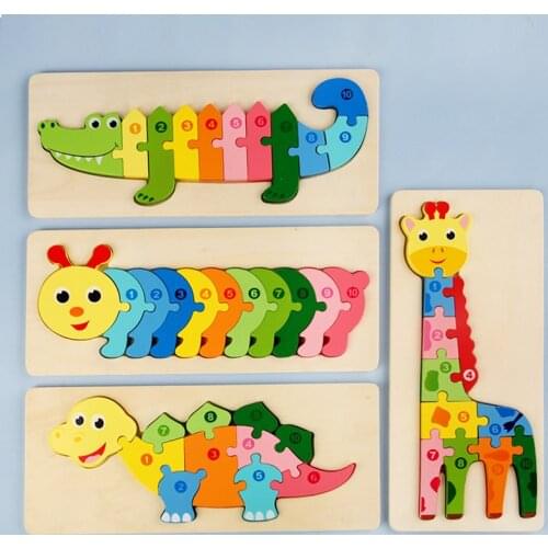 4pcs/set Montessori Educational Toys Wooden 3d Animal Puzzle Building Block Busy Board Preschool Educational Kids Matching Toys