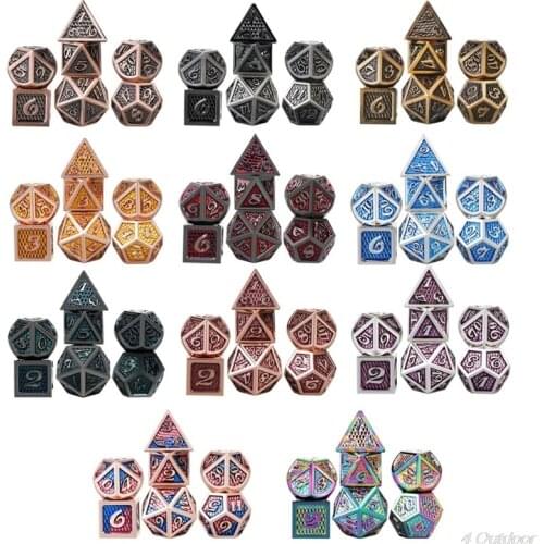7pcs/set Metal Dice Set RPG MTG DND Metal Polyhedral Dice Role Playing Games N23 20 Dropshipping