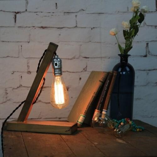 American Loft Vintage Industrial Wood Table Light Edison Desk Lamp E27 Cafe Bar Coffee Shop Reading Lamp Study Light Bedside