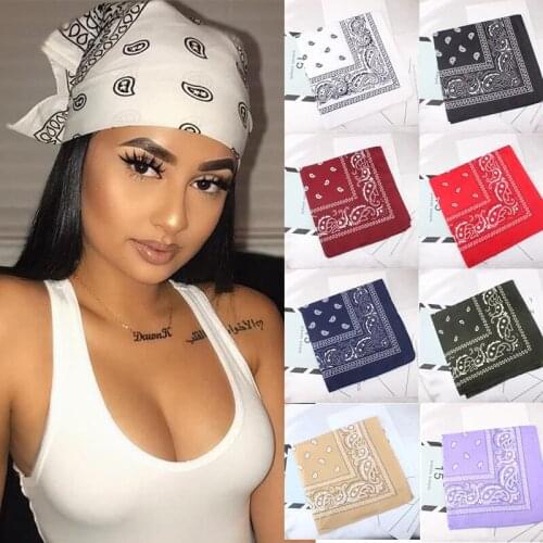Summer Womens Bandana headband Headscarf Square Scarf Bohemia Black Hair Scarf Band for Women Girls bandeau femme pour cheveux