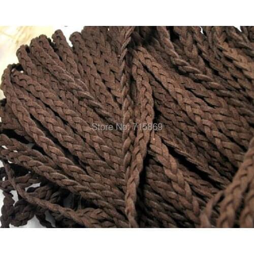 Free Ship 100 meters 6mm*1.5mm flat soft dark brown Korea fuax suede leather cord