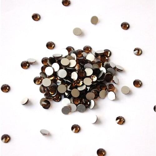 Mix Size 2000NoHF Smoked Topaz Color Crystal Flatback Non Hotfix Glitter Nail Stones DIY 3d Nail Art Rhinestone Nails Decoration
