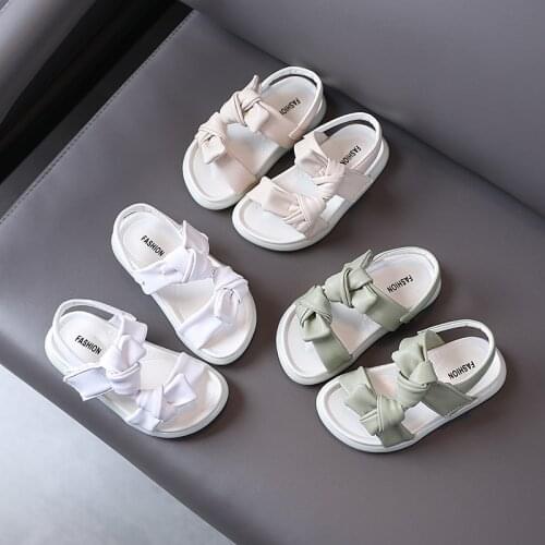 Childrens sandals 2021 summer new childrens sandals soft sole baby shoes fashion knotted girls beach shoes