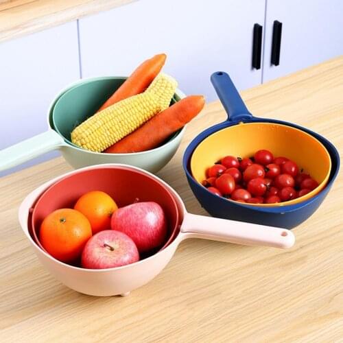 Drain Basket Multifunctional Lightweight PP Vegetables Fruit Kitchen Sink Holder Double-layer plastic drain basket for Home