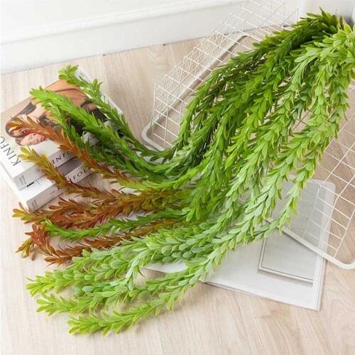 Artificial Plant Grass Green Fake Plants Leaf Simulation Plant Hanging Vine Fern Flower For Home Decorative Grass Persian Decor