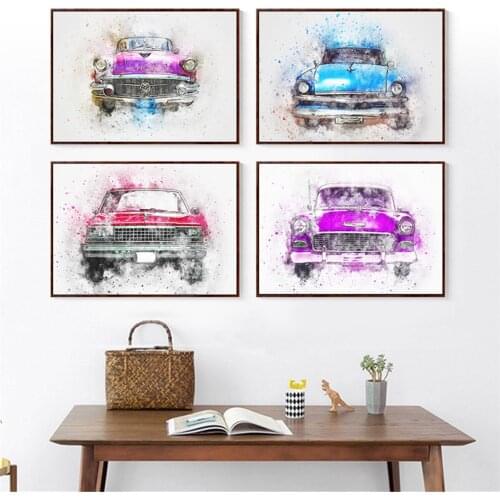 Fuzzy Series Cars Oil Painting Hanging Picture Poster Canvas Print Painting Wall Art Living Room Home Decoration