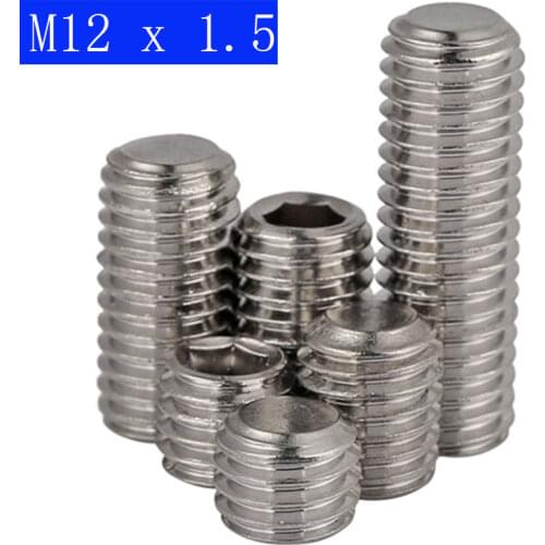 M12 x 1.5mm ( 12mm ) FINE PITCH Grub screws socket SET screws 304 stainless steel DIN 913