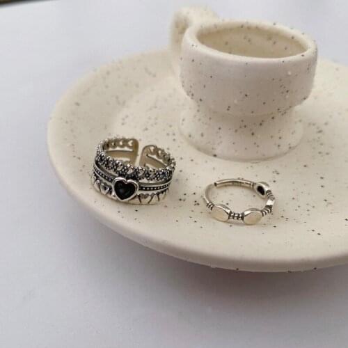 Miuoxion Retro Multilayer Love Heart Ring All-Match Fashion Personality Jewelry For Women Feature Namour Charm Gift All Seasons