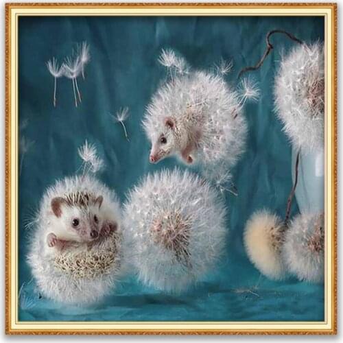 Animal Hedgehog DIY Cross Stitch 11CT Embroidery Kits Needlework Craft Set Cotton Thread Printed Canvas Home Decoration Design