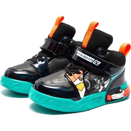 Boys Anti-Skidding Bottom Color Patchwork Soft Wearing High Ankle Sneakers Shoes Students Cool Sneakers