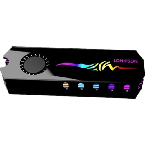 SSD Radiator turbine fan Heatsink Material is aluminum alloy tempered glass For M.2 2280 SSD 12V RGB 4PIN/5V ARGB 3PIN AURA SYNC