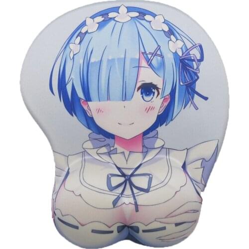 Rem Re Zero Anime 3D Sexy Anime Ass Big Breast Wrist Mouse Pad 256 X215x30mm Computer Office Game Accessories Kawaii Mousepad