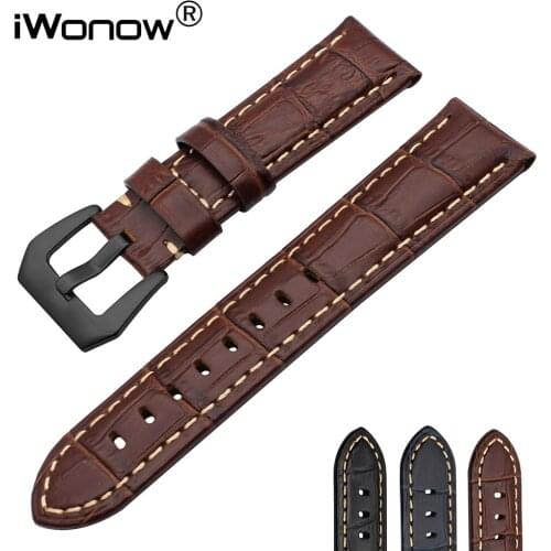 Genuine Calf Leather Watchband 20/22/24/26mm for Panerai Men Women Watch Band Steel Buckle Strap Wrist Bracelet Black Blue Brown