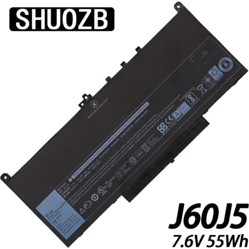 J60J5 Laptop Battery For Dell Latitude E7270 E7470 E7260 7270 7470 J6OJ5 R1V85 MC34Y 242WD 7.6V 55WH 7080mAh New SHUOZB