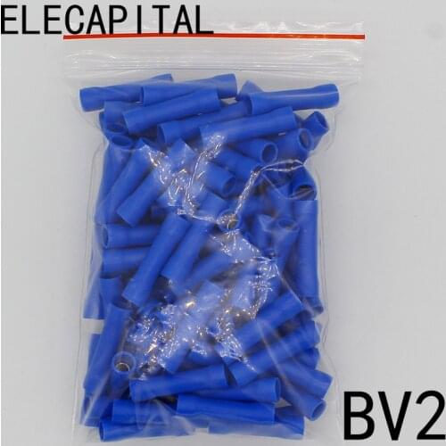 BV2 BV2.5 Full Insulating Wire Connector cable Wire Splice Terminals Joiner Crimp Electrical Fully Insulation BV2 BV 100 PCS BV
