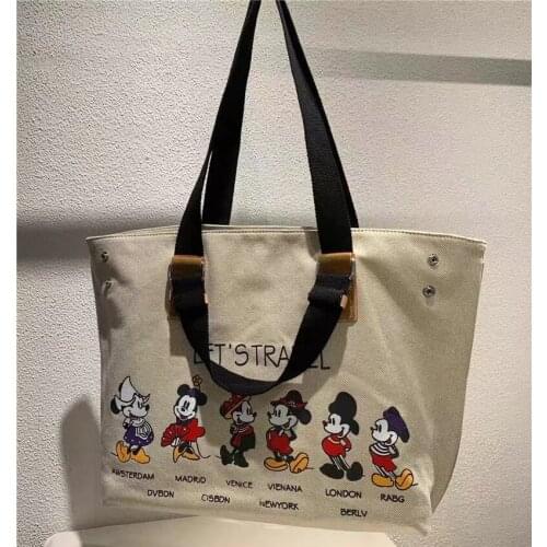 Disney Mickey mouse canves shoulder bag messenger bag lady handbag big shopping tote bag