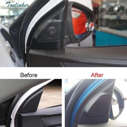 Tonlinker Cover Stickers Toyot a VIOS YARiS L 2014-18 Car Styling 2 PCS ABS Plastic Car Door Tweeter Speaker Cover Case Stickers