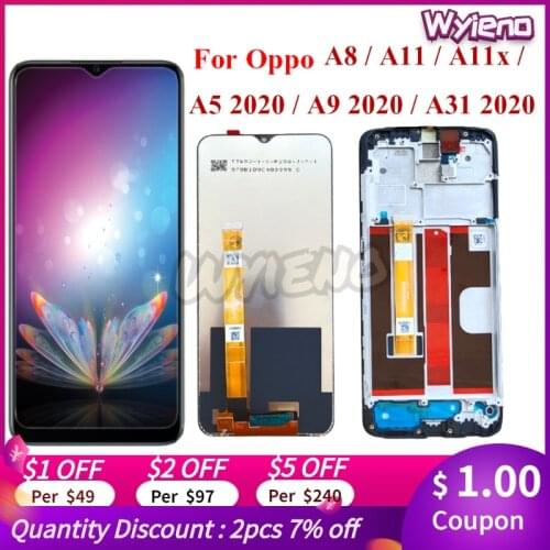 Wyieno Black LCD Sensor For Oppp A8 A11 A11x A5 A9 A31 2020 Touch Screen Digitizer Display Glass lens Full Assembly Frame