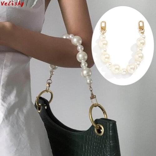 Pearl Strap For Bags Handbag Accessories Belt Brand Handles Cute Bead Chain Tote Women Parts Gold Clasp Bead Chain